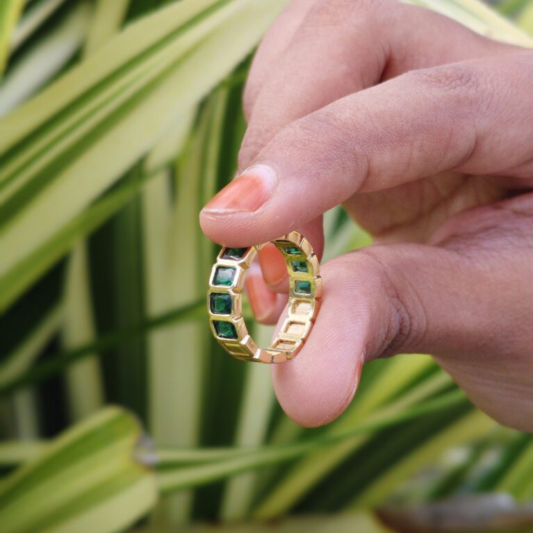 Copper Geometric Rectangle Open Rings