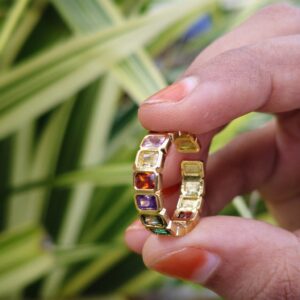 Copper Geometric Rectangle Open Rings