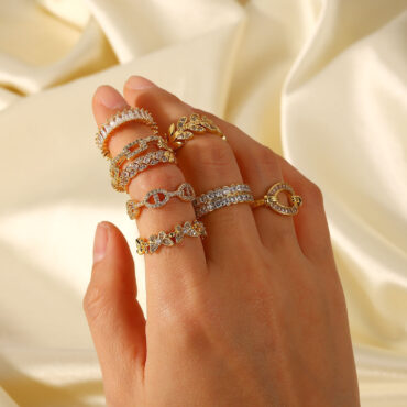 Gold-Tone Crystal Ring Set