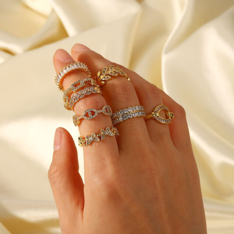 Gold-Tone Crystal Ring Set