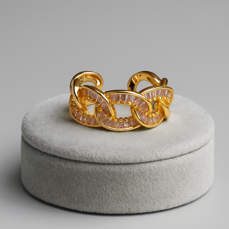 Anti-Tarnish 18k Gold Plated Zircon Ring for Women